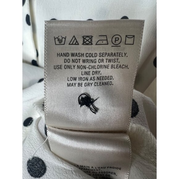 Maeve By Anthropologie Jourdain Blouse Polka Dot Ruched Sleeve Button Down X-S - Picture 4 of 15